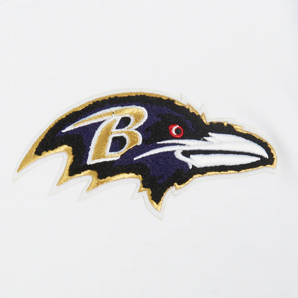 NFL BALTIMORE RAVENS CLASSIC CHENILLE DK FULL ZIP PULLOVER HOODIE (WHITE) - Image 5