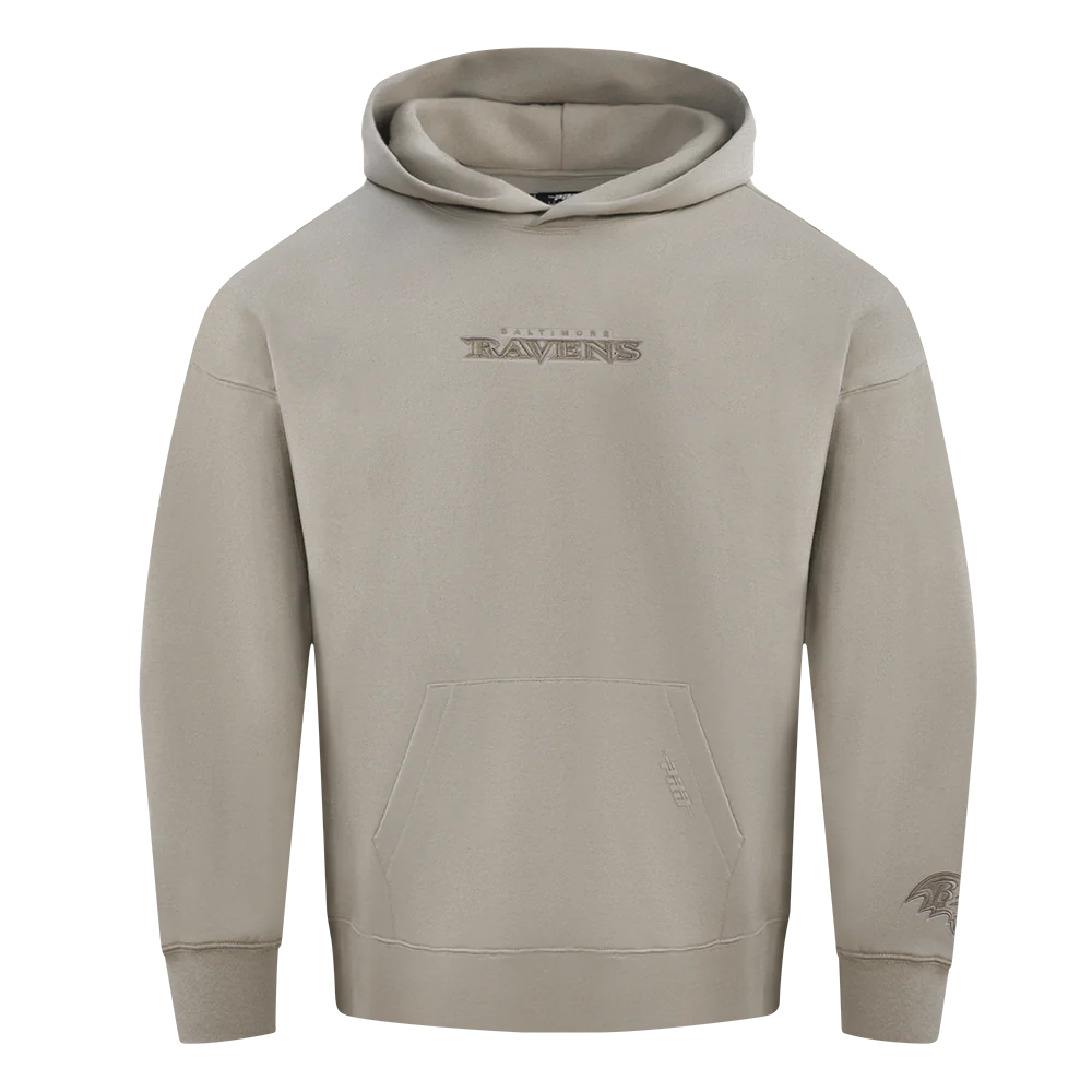 NFL BALTIMORE RAVENS WINGSPAN MEN'S DROP SHOULDER FLC PO HOODIE (TAUPE) - Image 5
