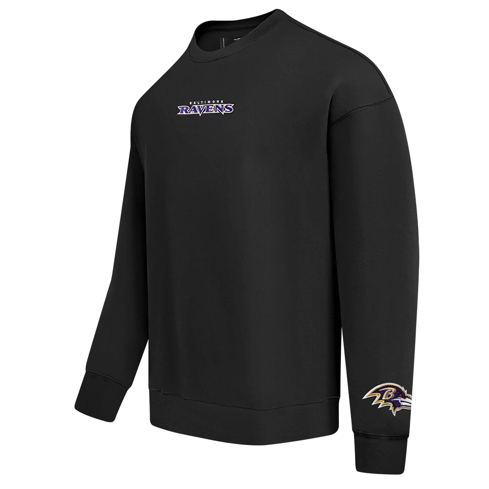 NFL BALTIMORE RAVENS WINGSPAN MEN'S DROP SHOULDER FLC CREWNECK (BLACK) - Image 3