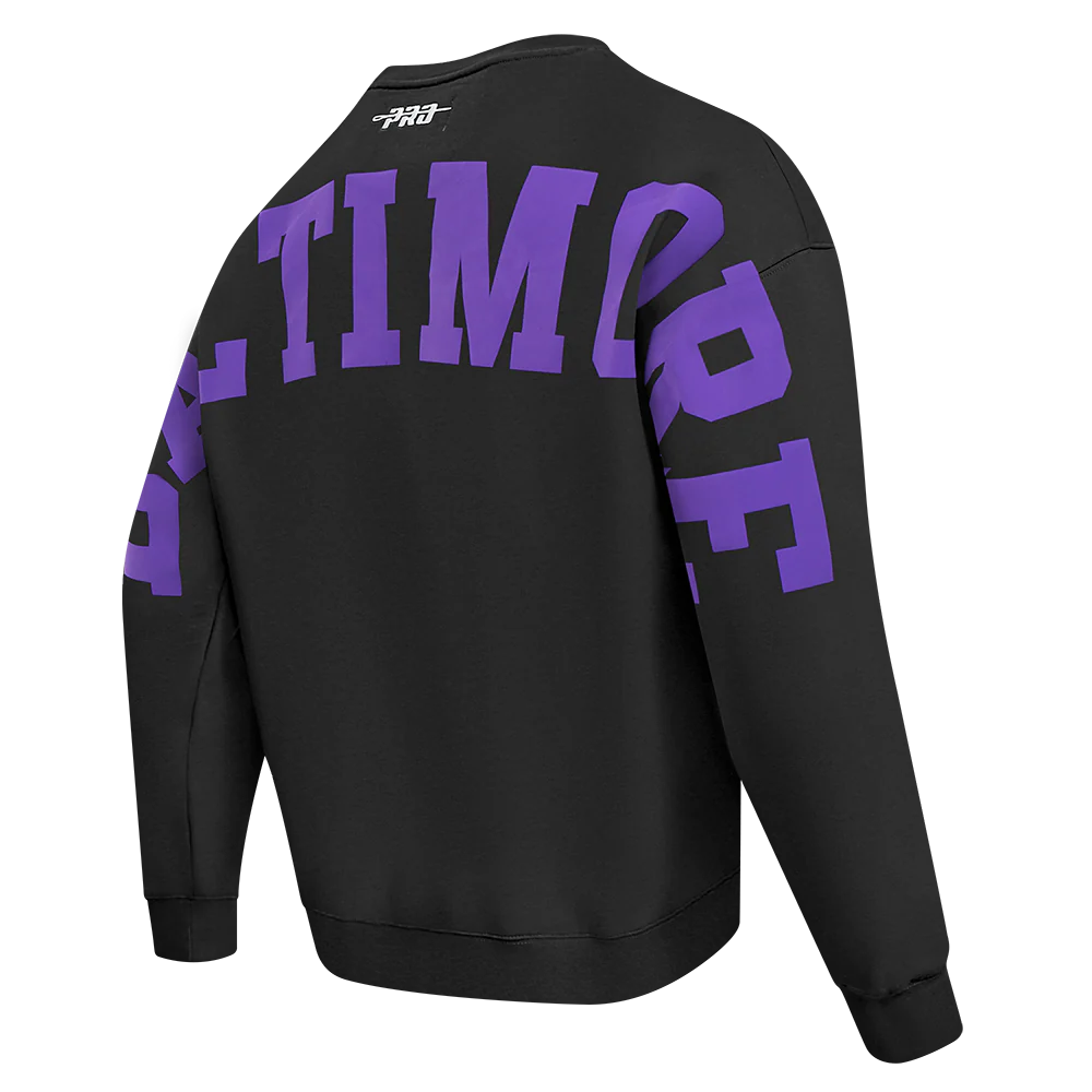 NFL BALTIMORE RAVENS WINGSPAN MEN'S DROP SHOULDER FLC CREWNECK (BLACK) - Image 4