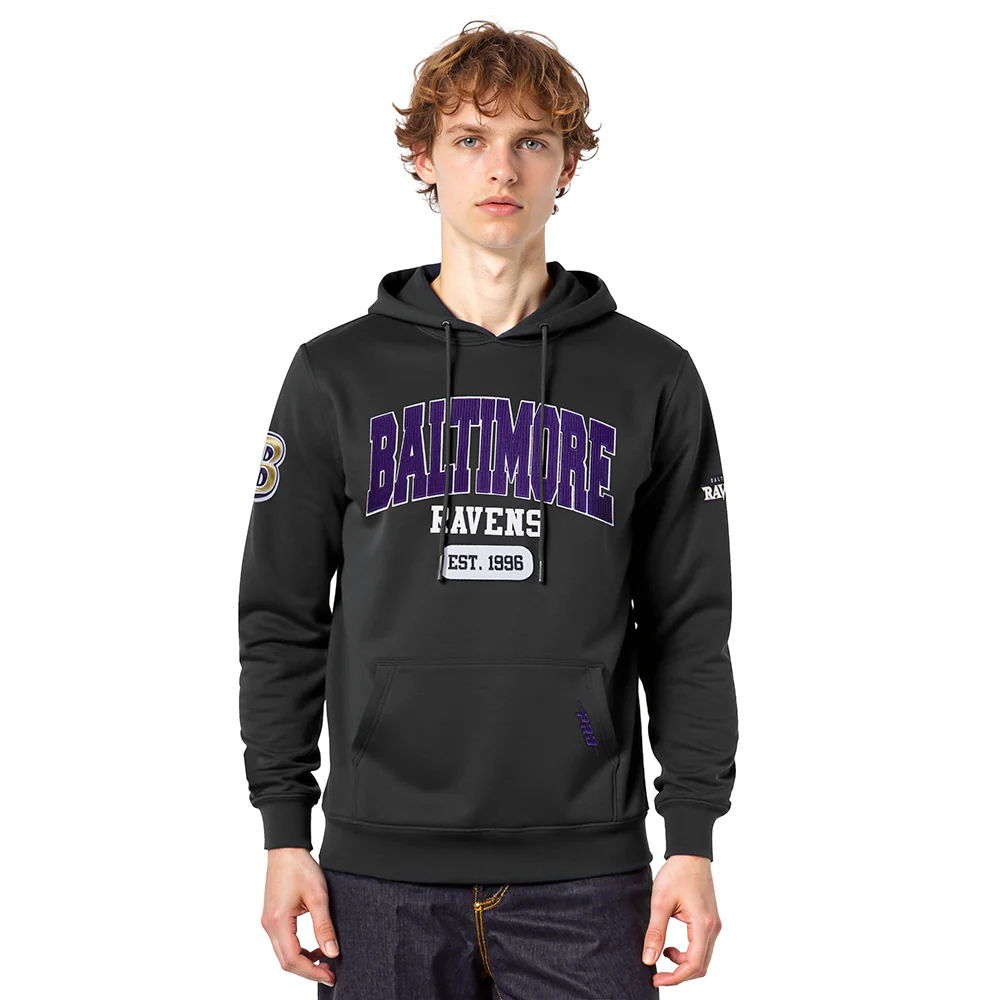 NFL BALTIMORE RAVENS CITY ARCH MEN'S FLC PO HOODIE (BLACK)