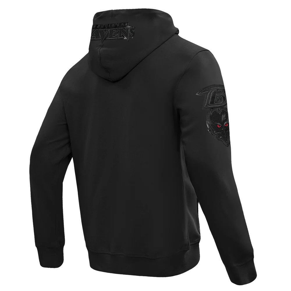 NFL BALTIMORE RAVENS TRIPLE BLACK MEN'S DK FZ HOODIE (TRIPLE BLACK) - Image 4