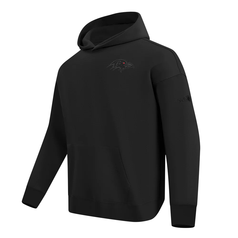 NFL BALTIMORE RAVENS NEUTRAL MEN'S DROP SHOULDER PULLOVER HOODIE (BLACK) - Image 2