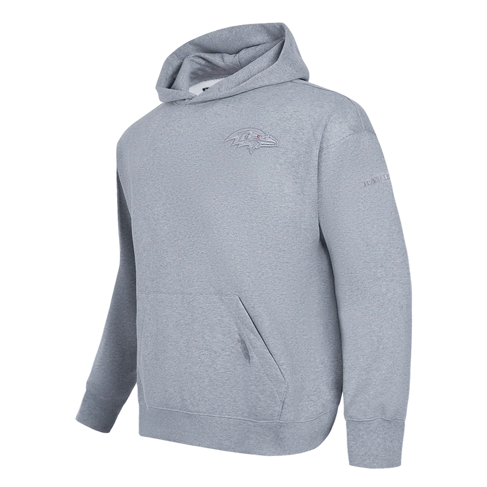 NFL BALTIMORE RAVENS NEUTRAL MEN'S DROP SHOULDER PULLOVER HOODIE (DARK HEATHER GRAY) - Image 2