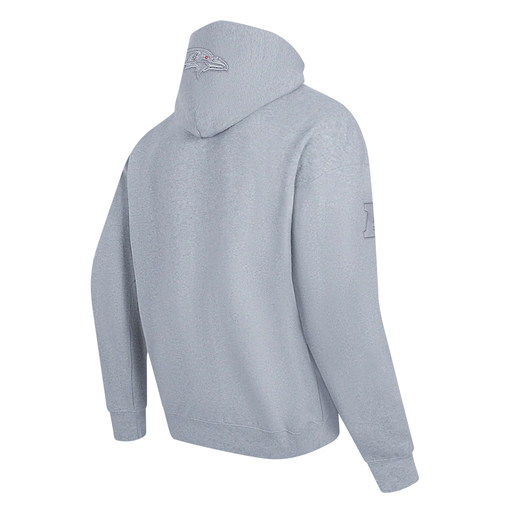 NFL BALTIMORE RAVENS NEUTRAL MEN'S DROP SHOULDER PULLOVER HOODIE (DARK HEATHER GRAY) - Image 4