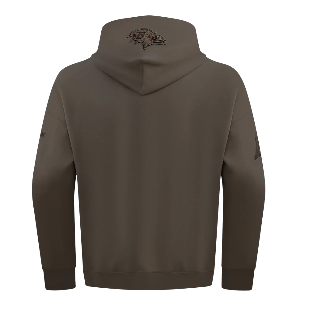 NFL BALTIMORE RAVENS NEUTRAL MEN'S DROP SHOULDER PULLOVER HOODIE (DARK TAUPE) - Image 3