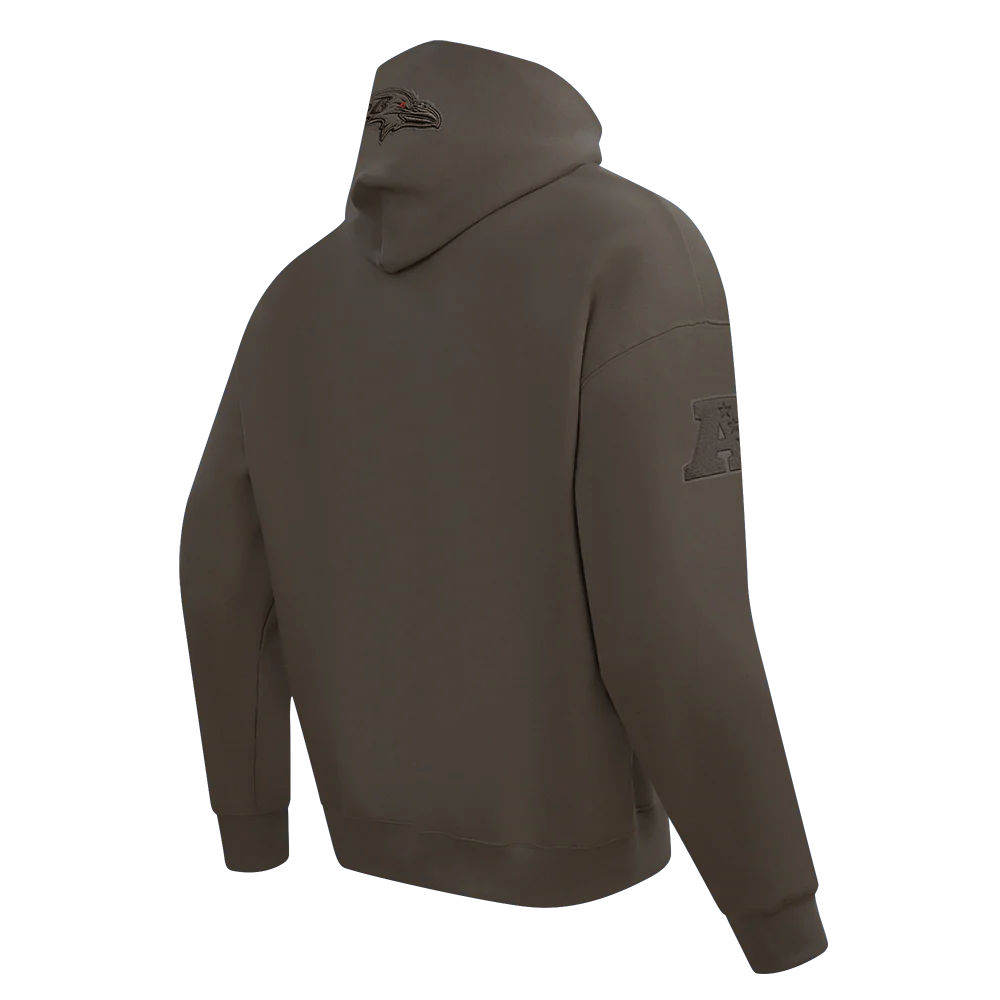 NFL BALTIMORE RAVENS NEUTRAL MEN'S DROP SHOULDER PULLOVER HOODIE (DARK TAUPE) - Image 4