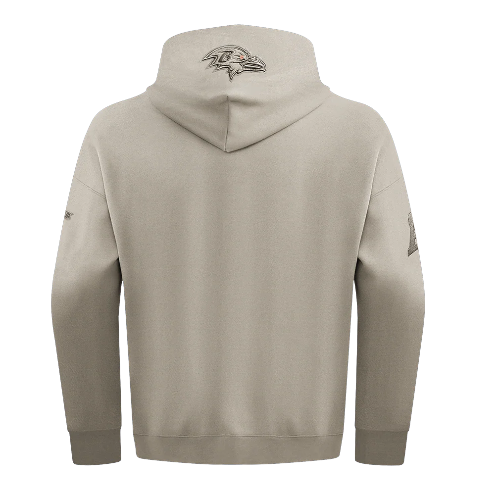 NFL BALTIMORE RAVENS NEUTRAL MEN'S DROP SHOULDER PULLOVER HOODIE (TAUPE) - Image 3
