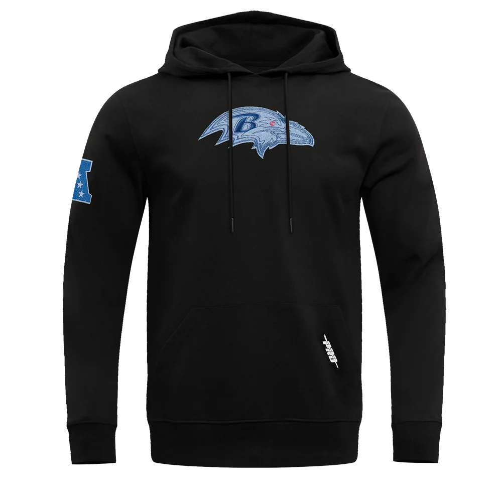 NFL BALTIMORE RAVENS VARSITY BLUES MEN'S PULLOVER HOODIE (BLACK)