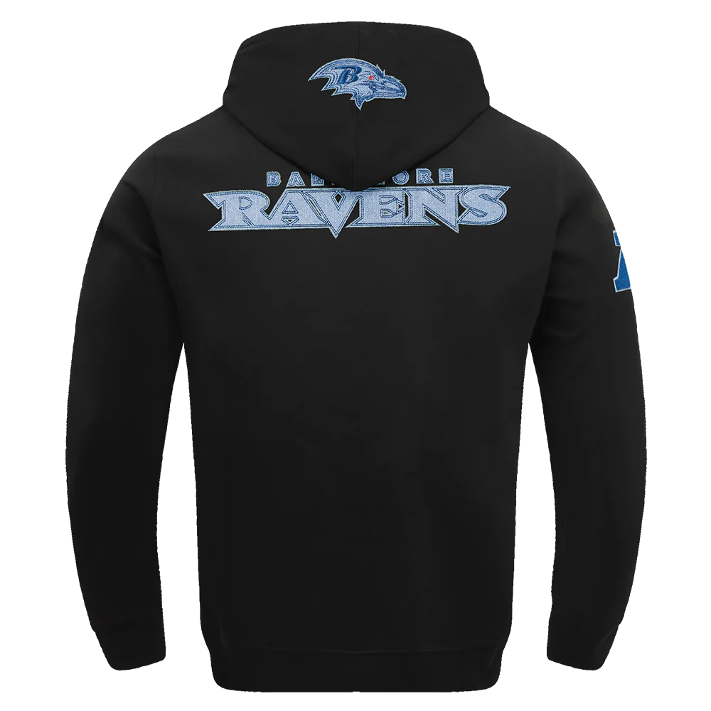 NFL BALTIMORE RAVENS VARSITY BLUES MEN'S PULLOVER HOODIE (BLACK) - Image 3