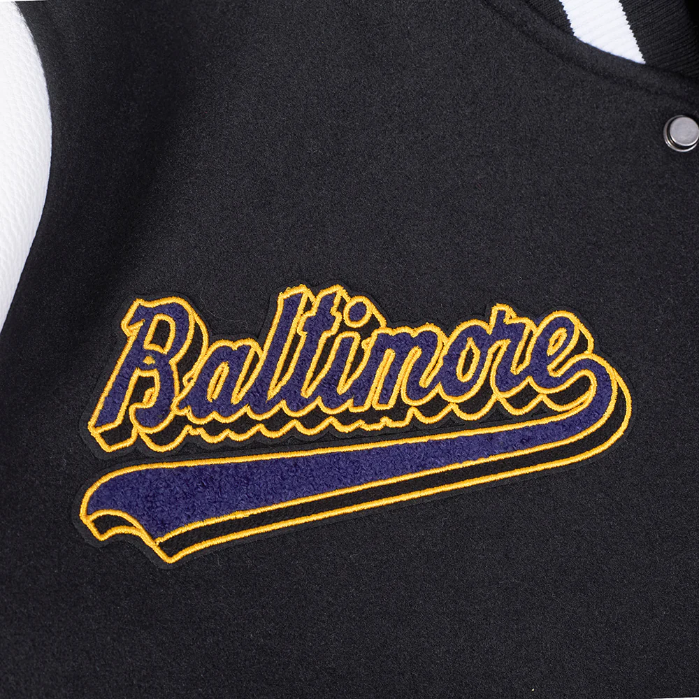 NFL BALTIMORE RAVENS SCRIPT TAIL MEN'S RIB WOOL VARSITY (BLACK/WHITE) - Image 11