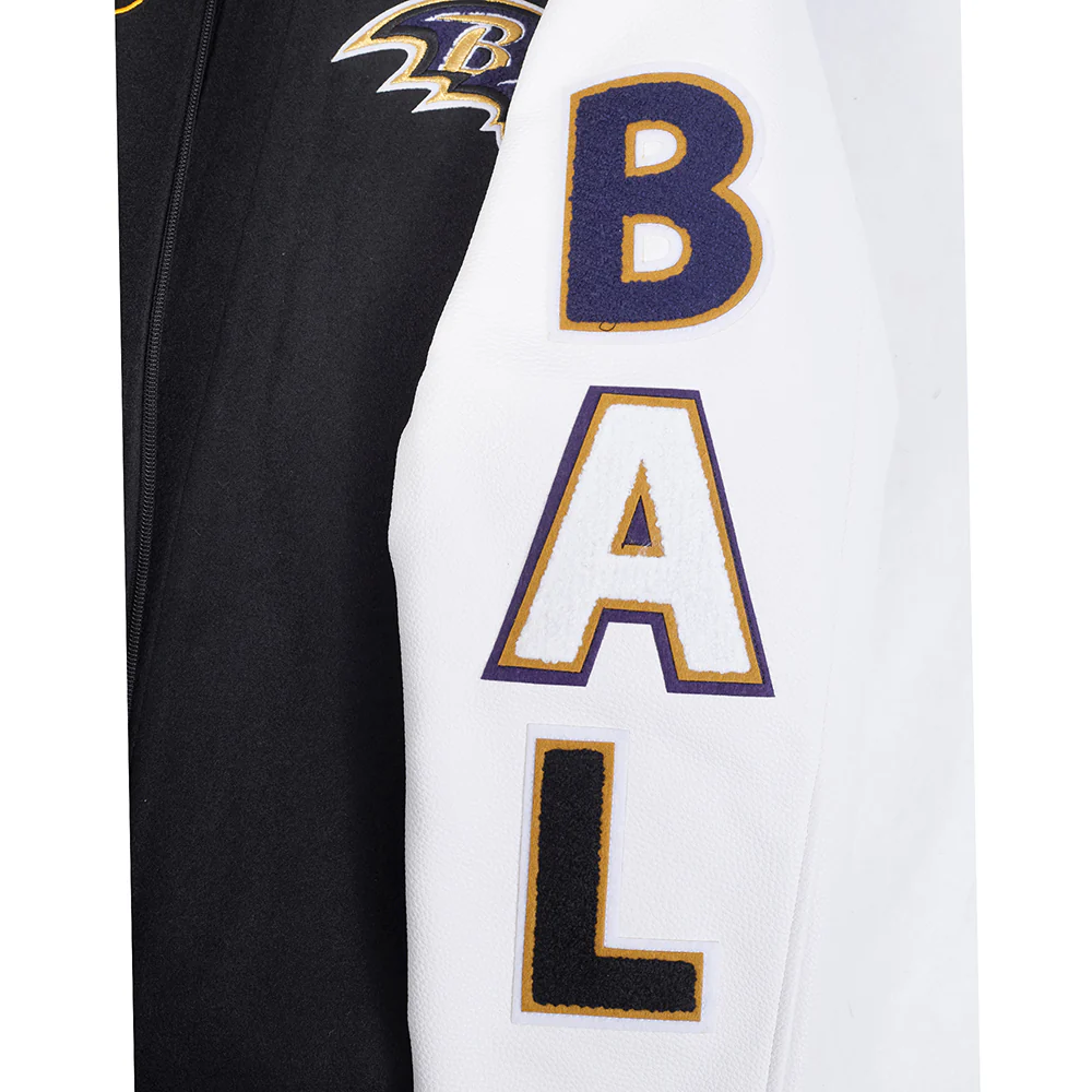 NFL BALTIMORE RAVENS SCRIPT TAIL MEN'S RIB WOOL VARSITY (BLACK/WHITE) - Image 13