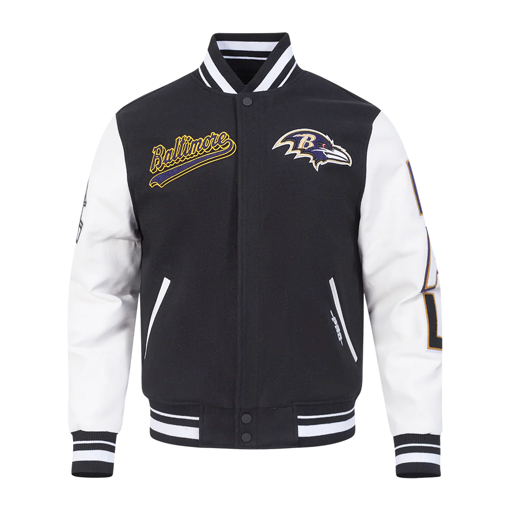 NFL BALTIMORE RAVENS SCRIPT TAIL MEN'S RIB WOOL VARSITY (BLACK/WHITE) - Image 3