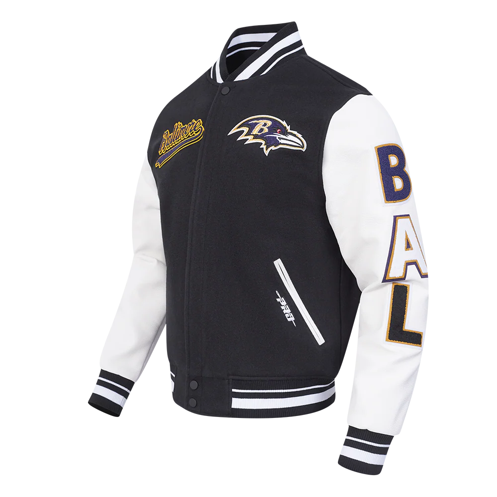 NFL BALTIMORE RAVENS SCRIPT TAIL MEN'S RIB WOOL VARSITY (BLACK/WHITE) - Image 4