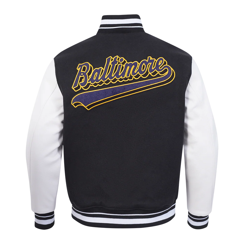 NFL BALTIMORE RAVENS SCRIPT TAIL MEN'S RIB WOOL VARSITY (BLACK/WHITE) - Image 7