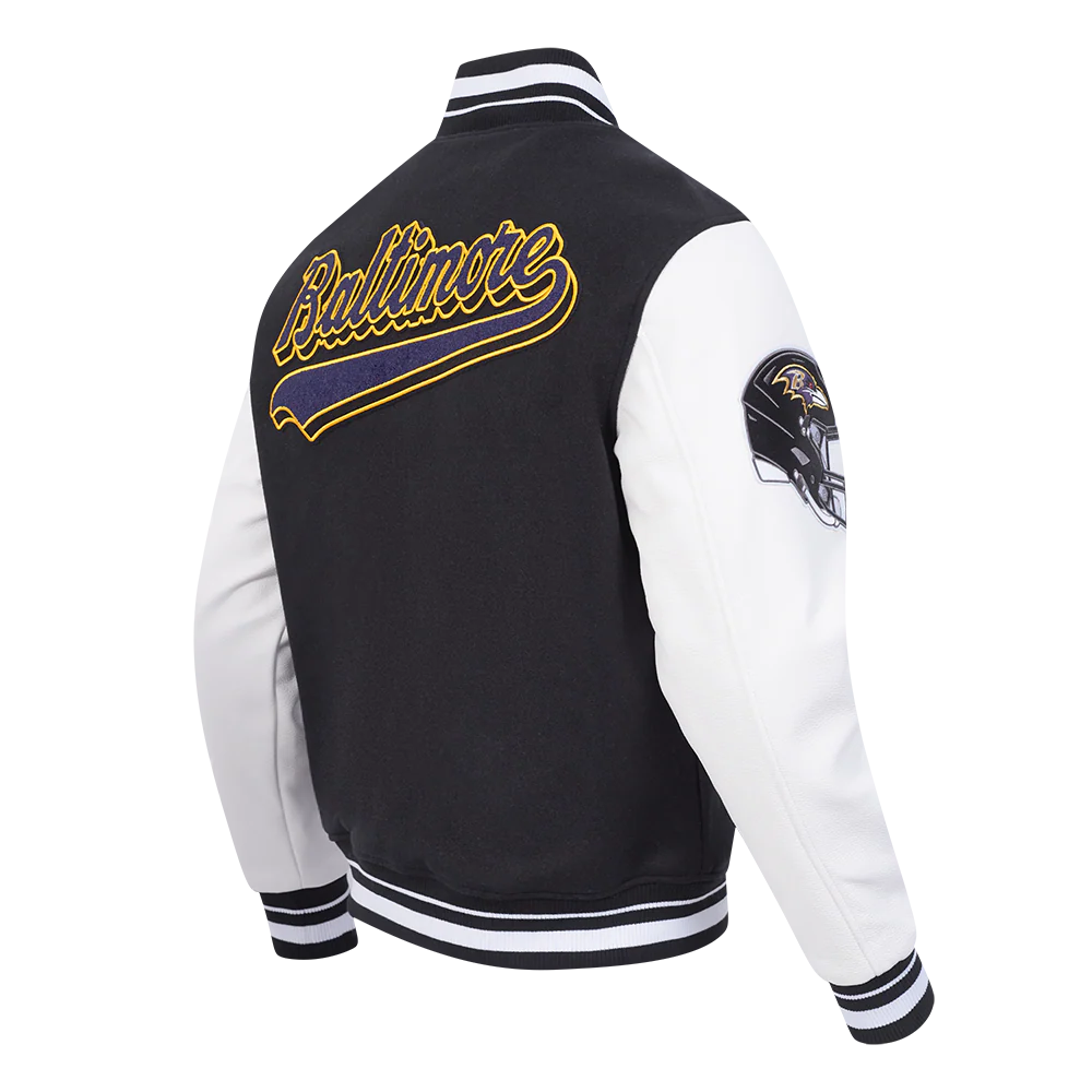 NFL BALTIMORE RAVENS SCRIPT TAIL MEN'S RIB WOOL VARSITY (BLACK/WHITE) - Image 8