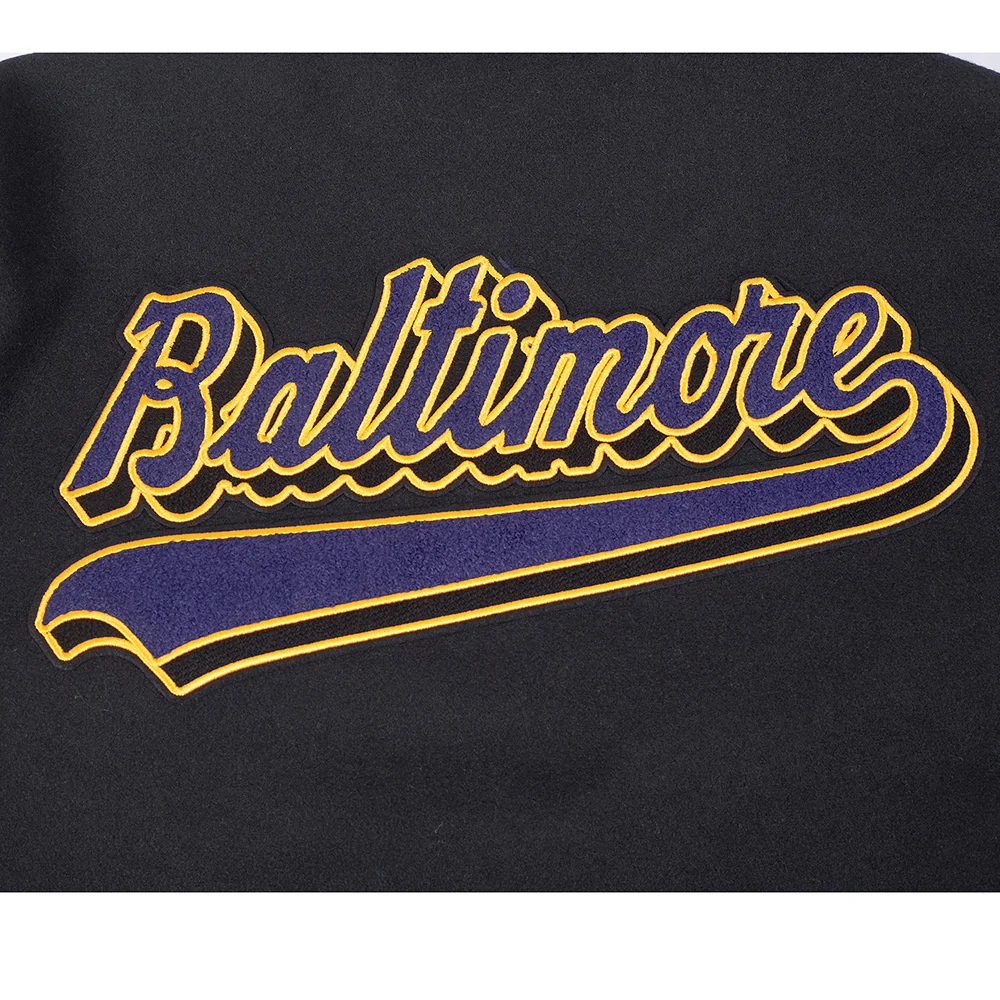 NFL BALTIMORE RAVENS SCRIPT TAIL MEN'S RIB WOOL VARSITY (BLACK/WHITE) - Image 9