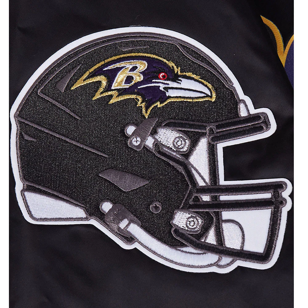 NFL BALTIMORE RAVENS SCRIPT TAIL MEN'S SATIN JACKET (BLACK) - Image 10