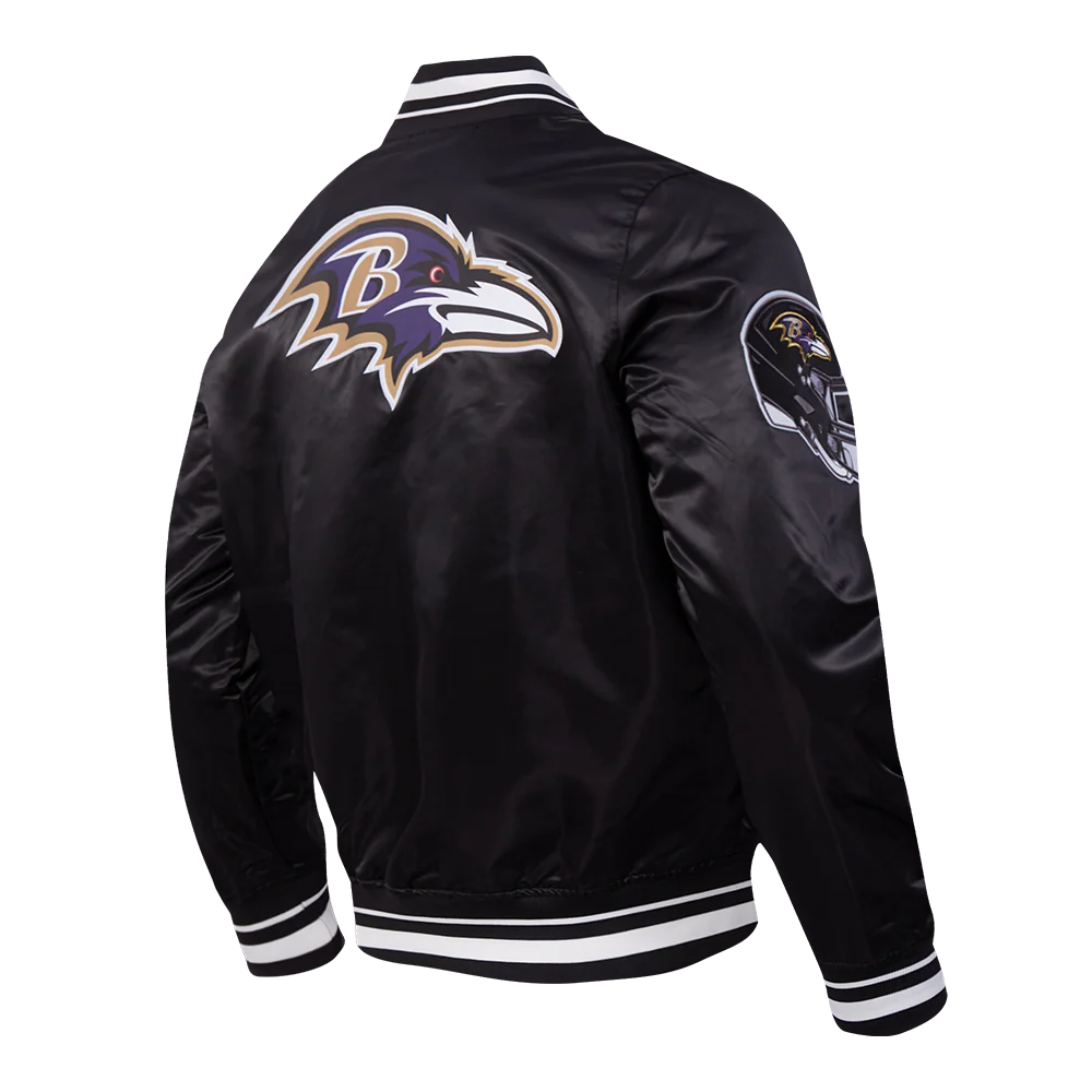 NFL BALTIMORE RAVENS SCRIPT TAIL MEN'S SATIN JACKET (BLACK) - Image 8