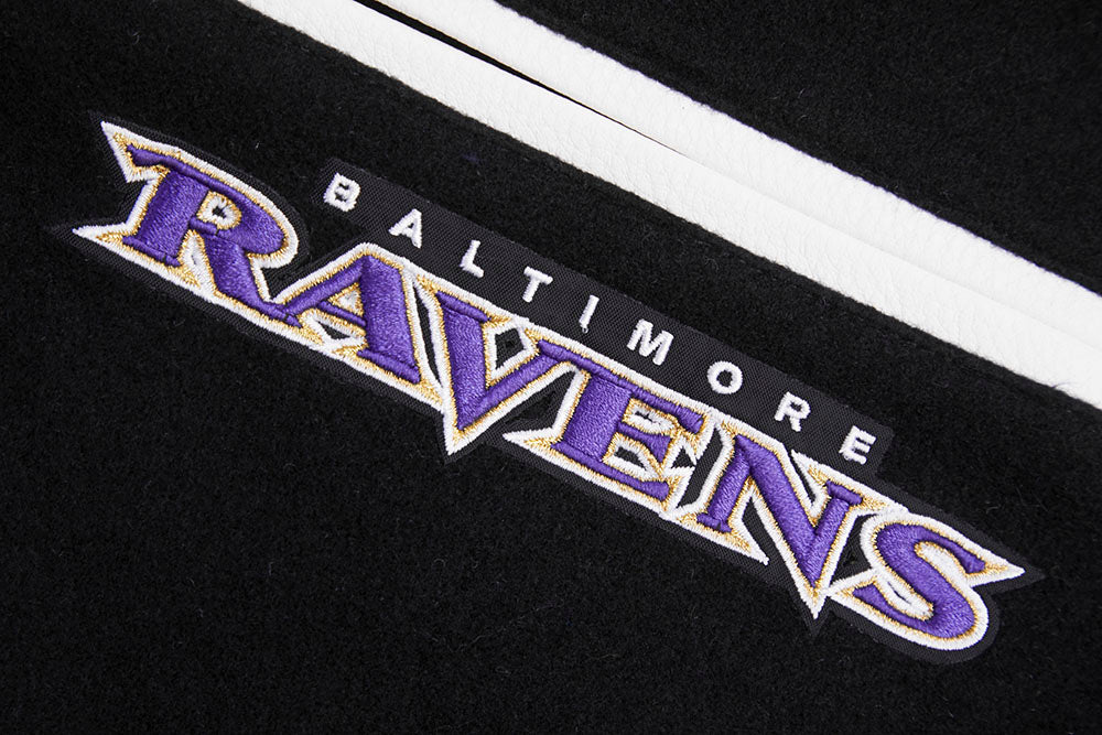NFL BALTIMORE RAVENS MASHUP MEN'S RIB WOOL VARSITY JACKET (BLACK/WHITE) - Image 10