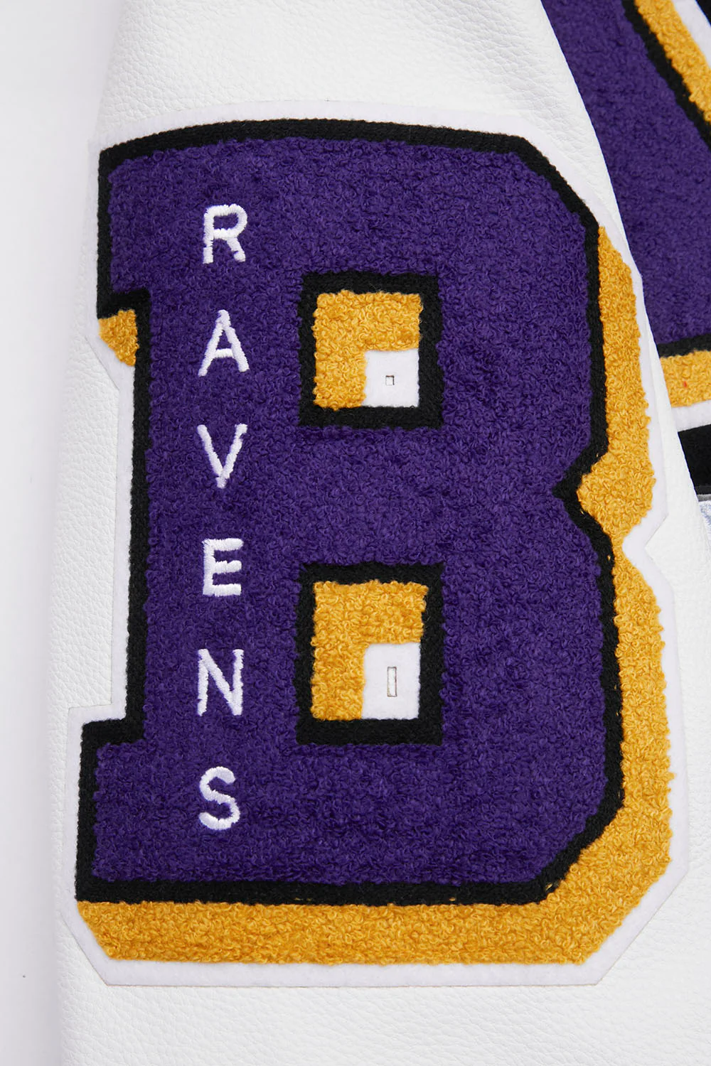 NFL BALTIMORE RAVENS MASHUP MEN'S RIB WOOL VARSITY JACKET (BLACK/WHITE) - Image 14