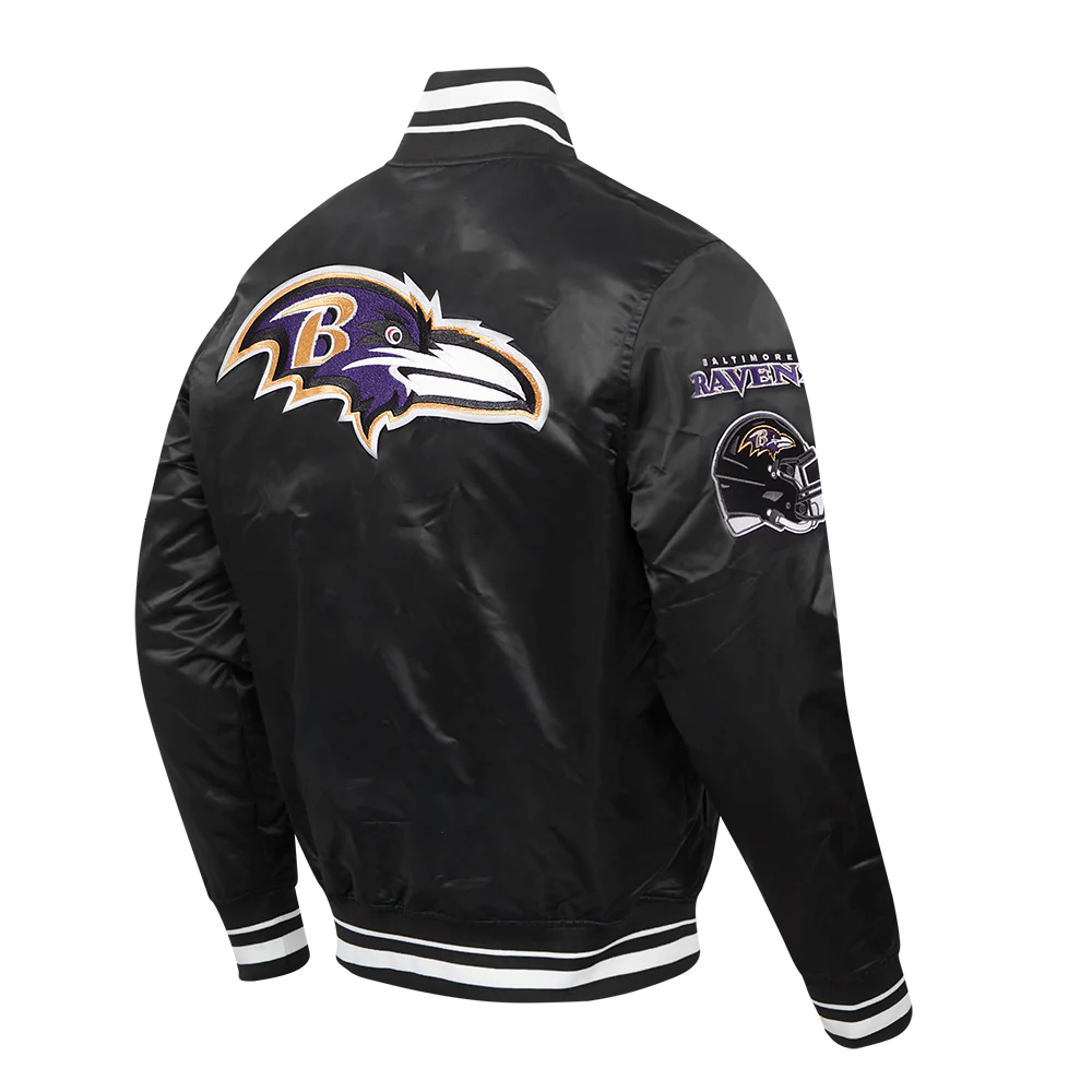 NFL BALTIMORE RAVENS MASHUP MEN'S RIB SATIN JACKET (BLACK) - Image 4