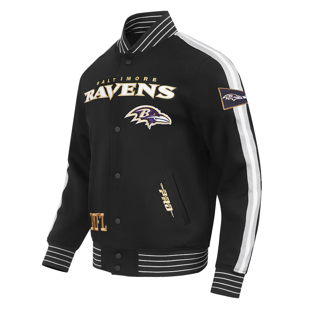 NFL BALTIMORE RAVENS PRO GAME DAY MEN'S DBL KNIT JACKET (BLACK/SILVER/WHITE) - Image 2