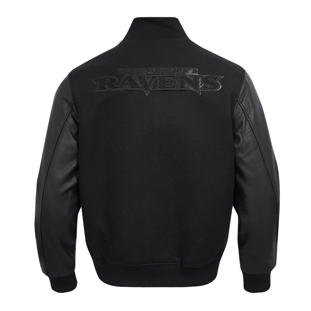 NFL BALTIMORE RAVENS TRIPLE BLACK LOGO MEN'S VARSITY JACKET (TRIPLE BLACK) - Image 7