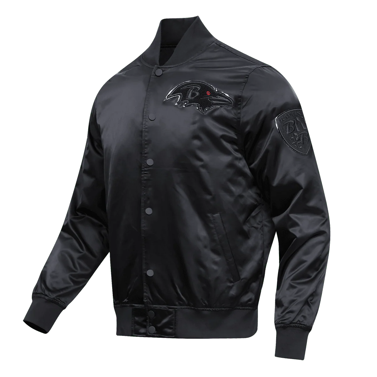 NFL BALTIMORE RAVENS TRIPLE BLACK MEN'S SATIN JACKET (TRIPLE BLACK) - Image 2