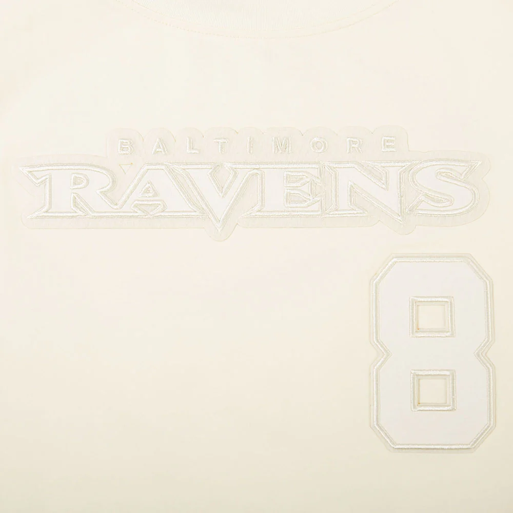 NFL BALTIMORE RAVENS LAMAR JACKSON #8 NEUTRAL WOMEN'S SJ BOXY TEE (EGGSHELL) - Image 6