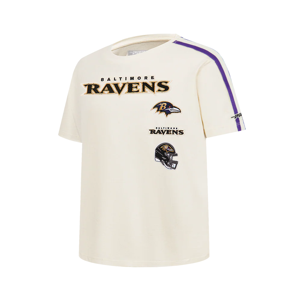 NFL BALTIMORE RAVENS RETRO CLASSIC BIG BOY'S SS TAPING TEE (EGGSHELL/ PURPLE) - Image 3