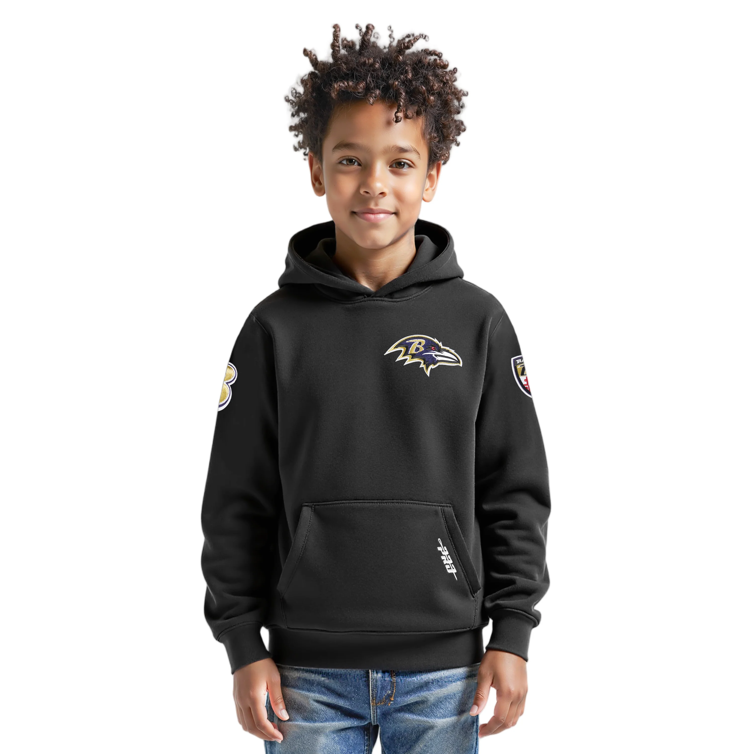 NFL BALTIMORE RAVENS CLASSIC BIG BOYS FLEECE PULLOVER HOODIE (BLACK)