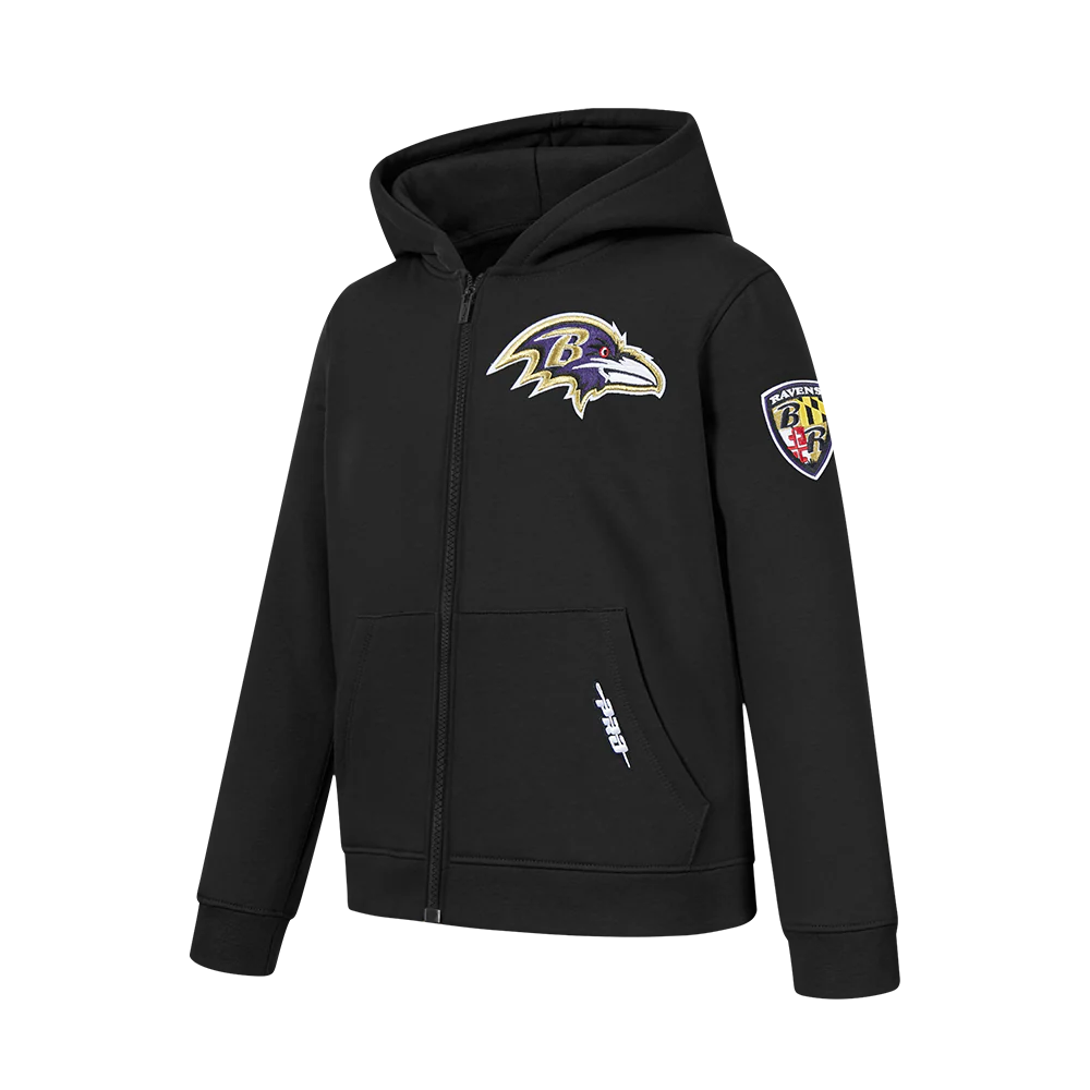 NFL BALTIMORE RAVENS CLASSIC BIG BOY'S FLC FZ PO HOODIE (BLACK) - Image 2
