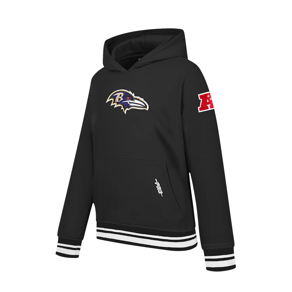 NFL BALTIMORE RAVENS RETRO CLASSIC BIG BOYS RIB FLEECE PULLOVER HOODIE (BLACK) - Image 4
