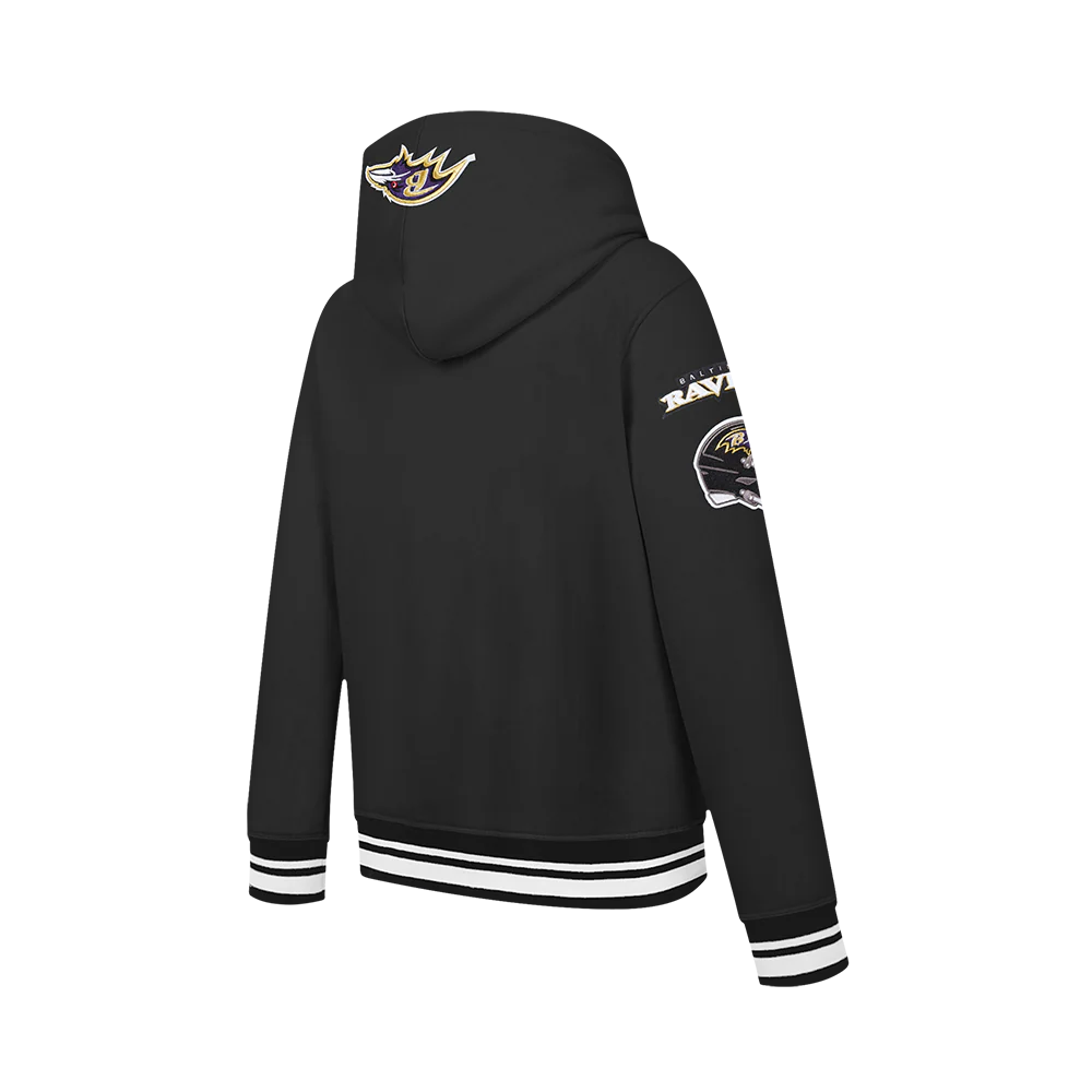 NFL BALTIMORE RAVENS RETRO CLASSIC BIG BOYS RIB FLEECE PULLOVER HOODIE (BLACK) - Image 6