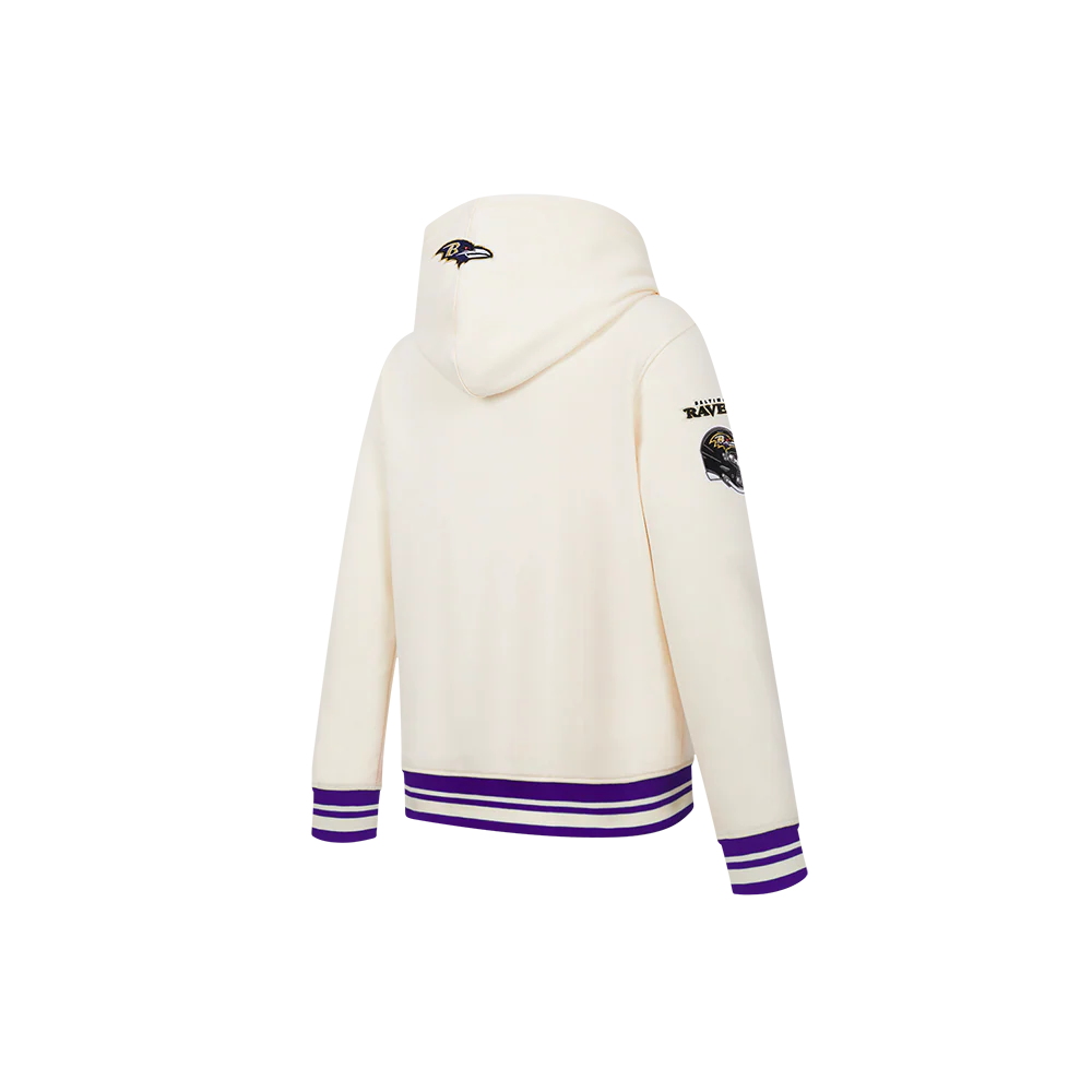 NFL BALTIMORE RAVENS RETRO CLASSIC BIG BOY'S RIB FLC PO HOODIE (EGGSHELL/ PURPLE) - Image 4