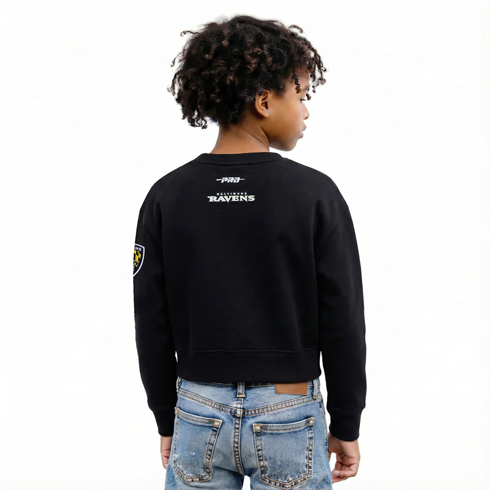 NFL BALTIMORE RAVENS CLASSIC BIG GIRL'S FLC CREWNECK (BLACK) - Image 2