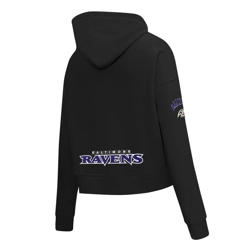NFL BALTIMORE RAVENS CLASSIC WOMEN'S CROPPED PULLOVER HOODIE (BLACK) - Image 4