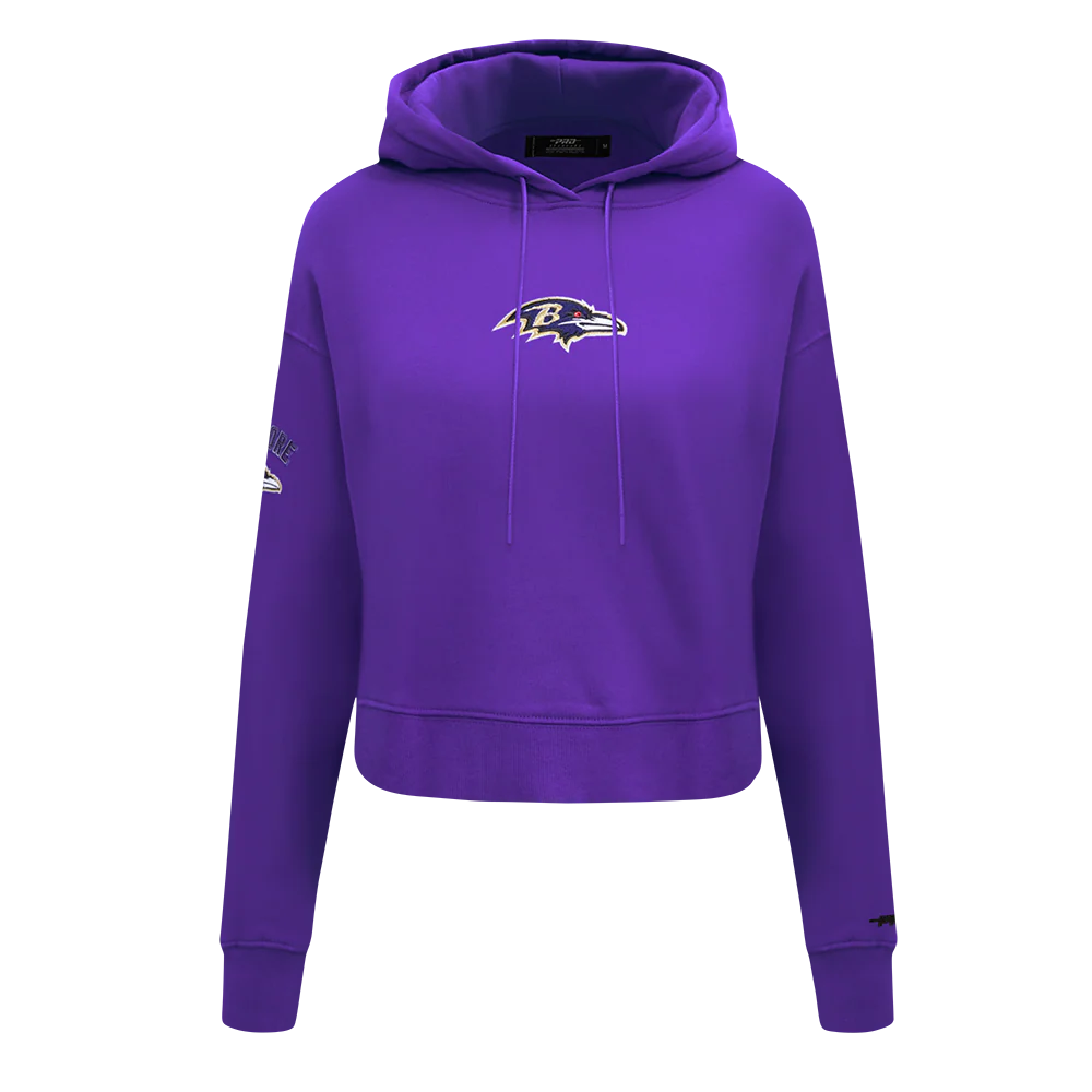 NFL BALTIMORE RAVENS CLASSIC WOMEN'S FLC CROPPED PO HOODIE (PURPLE)