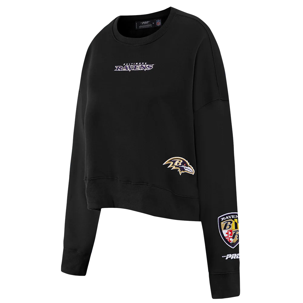 NFL BALTIMORE RAVENS WINGSPAN WOMEN'S FLC CREWNECK (BLACK) - Image 4