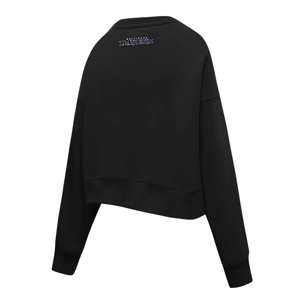 NFL BALTIMORE RAVENS CLASSIC WOMEN'S FLC CREWNECK (BLACK) - Image 4