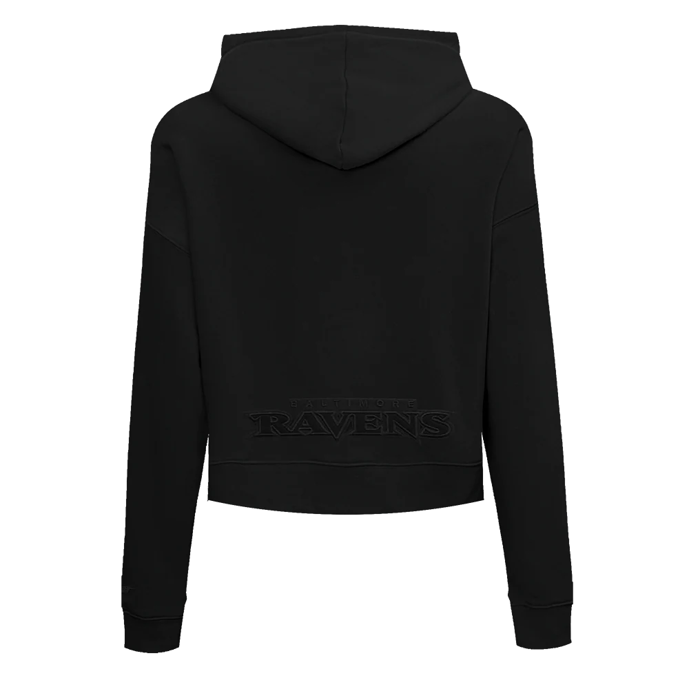 NFL BALTIMORE RAVENS NEUTRAL WOMEN'S CROPPED PULLOVER HOODIE (BLACK) - Image 3
