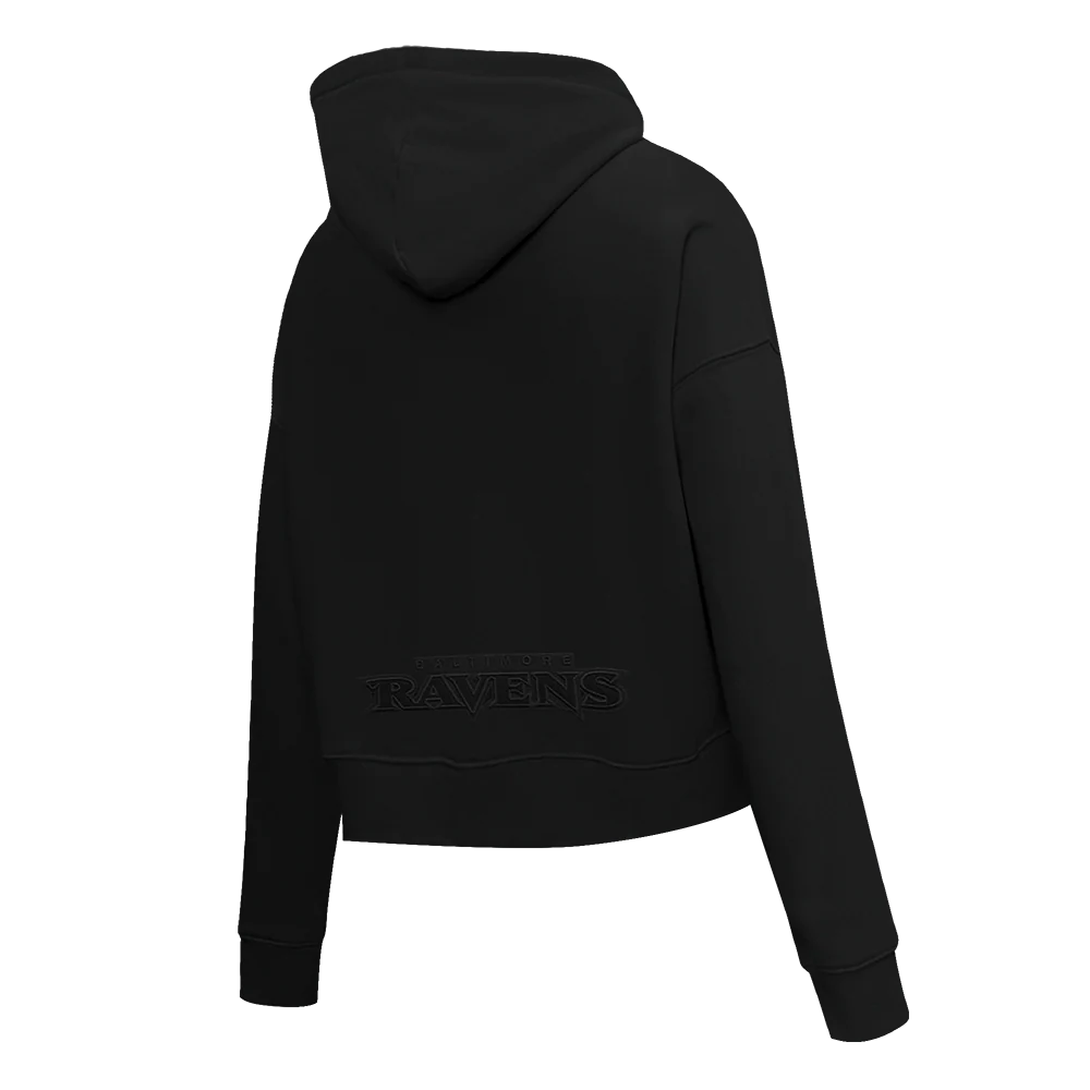 NFL BALTIMORE RAVENS NEUTRAL WOMEN'S CROPPED PULLOVER HOODIE (BLACK) - Image 4
