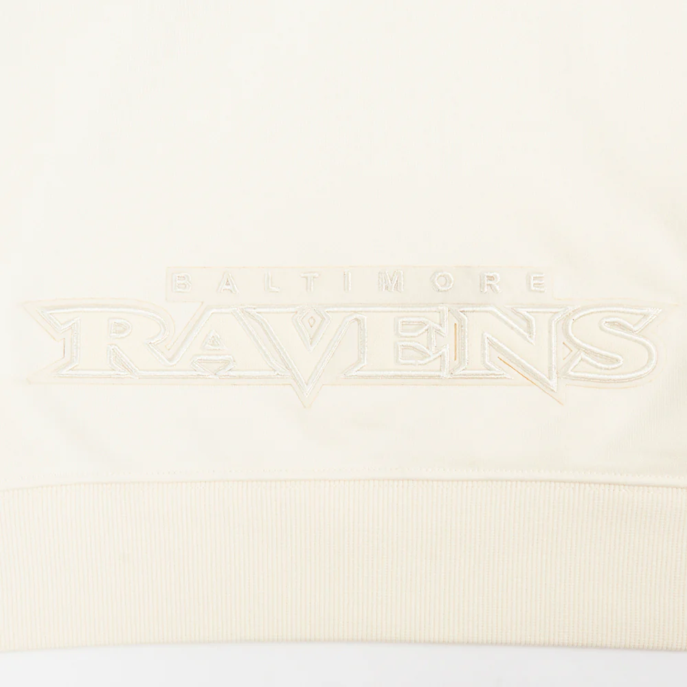 NFL BALTIMORE RAVENS NEUTRAL WOMEN'S CROPPED PULLOVER HOODIE (EGGSHELL) - Image 5