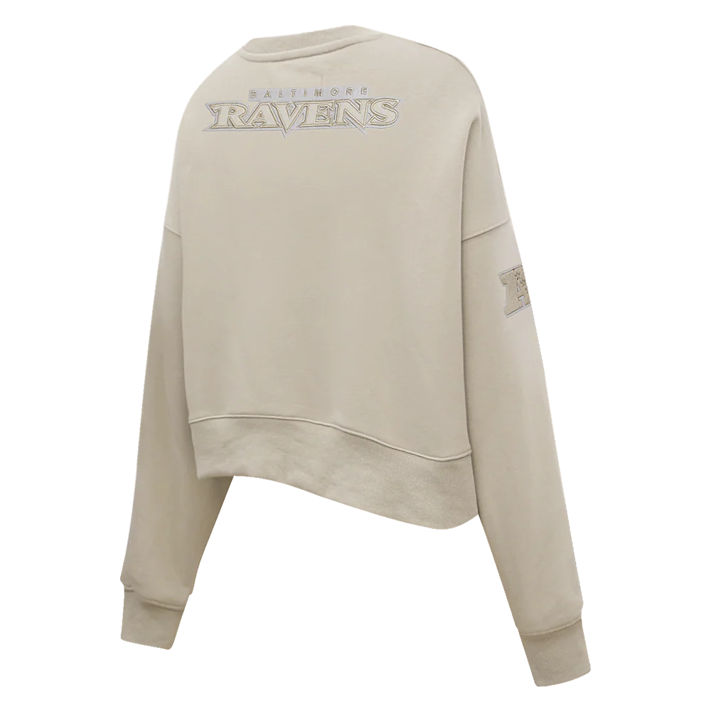 NFL BALTIMORE RAVENS NEUTRAL WOMEN'S CREWNECK (TAUPE) - Image 4