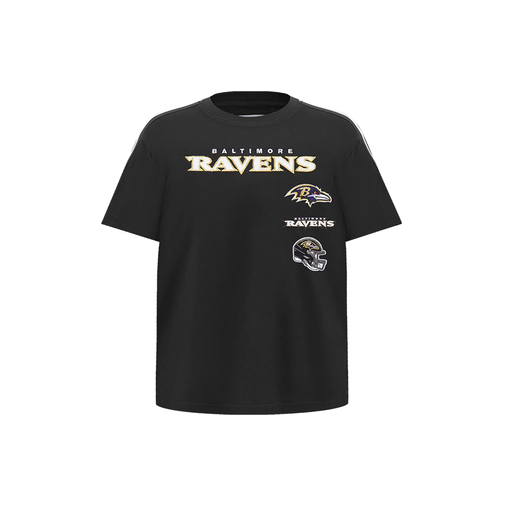 NFL BALTIMORE RAVENS RETRO CLASSIC LITTLE BOYS SHORT SLEEVE TAPING TEE (BLACK) - Image 3
