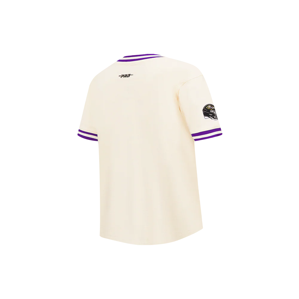 NFL BALTIMORE RAVENS RETRO CLASSIC LITTLE BOY'S SS STRIPED RIB TEE (EGGSHELL/ PURPLE) - Image 4