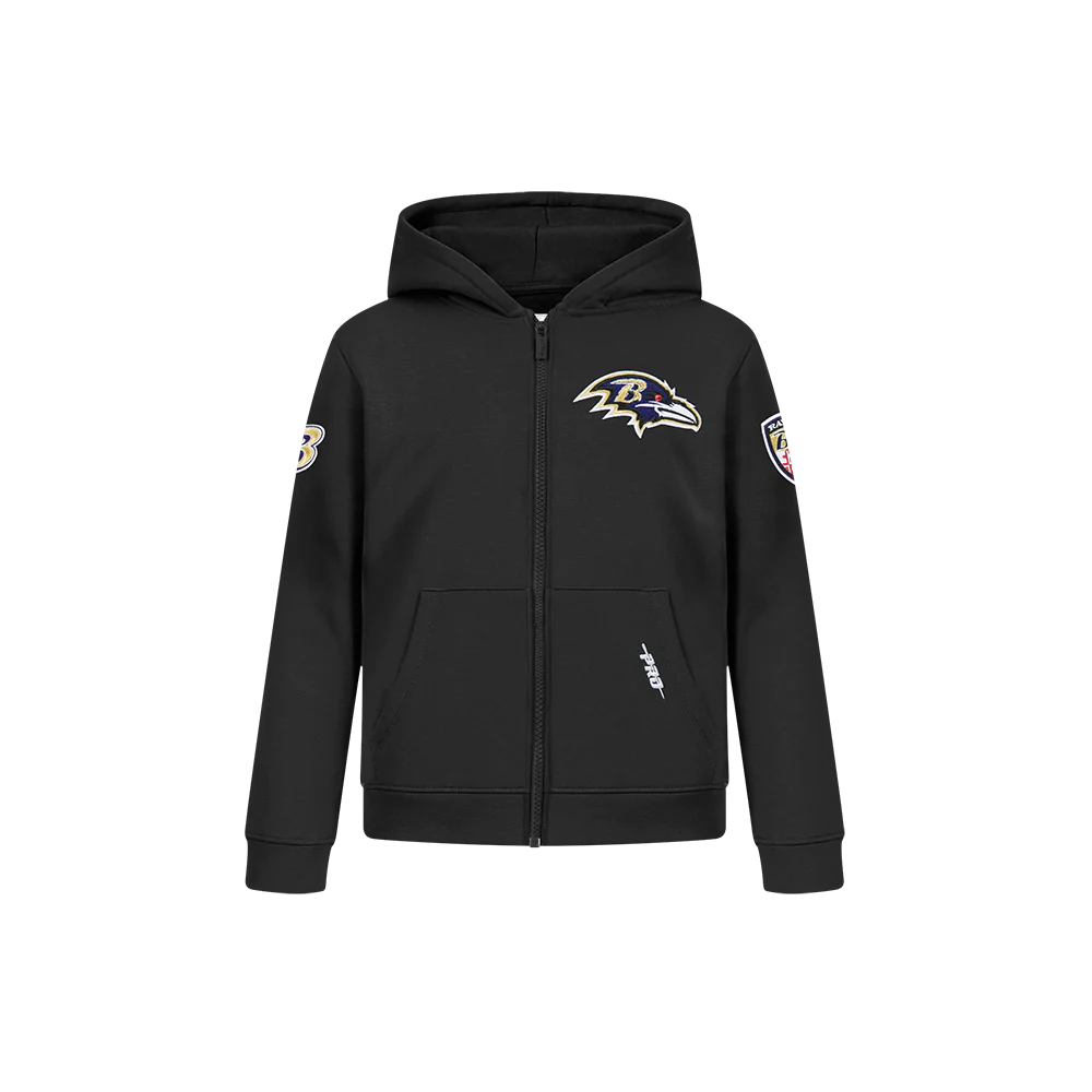 NFL BALTIMORE RAVENS CLASSIC LITTLE BOY'S FLC FZ HOODIE (BLACK)