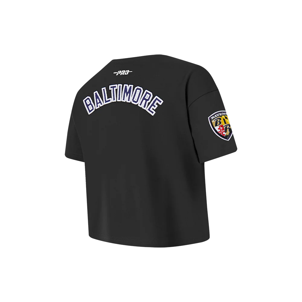 NFL BALTIMORE RAVENS CLASSIC LITTLE GIRLS SHORT SLEEVE BOXY TEE (BLACK) - Image 4