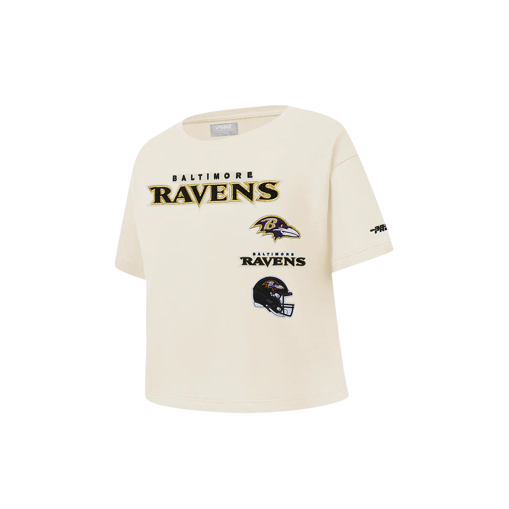 NFL BALTIMORE RAVENS RETRO CLASSIC LITTLE GIRL'S SS BOXY TEE (EGGSHELL) - Image 3